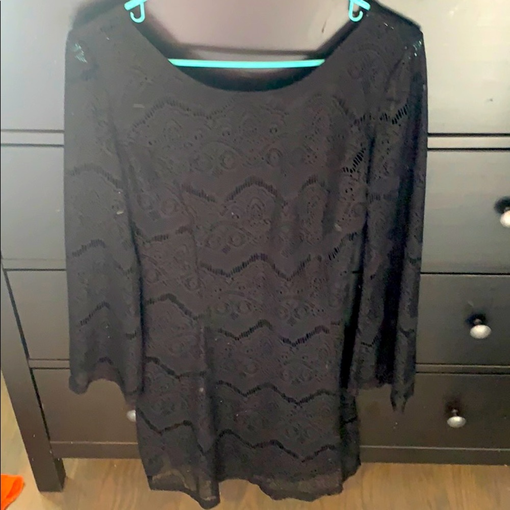 Black detailed dress - long sleeve and knee length